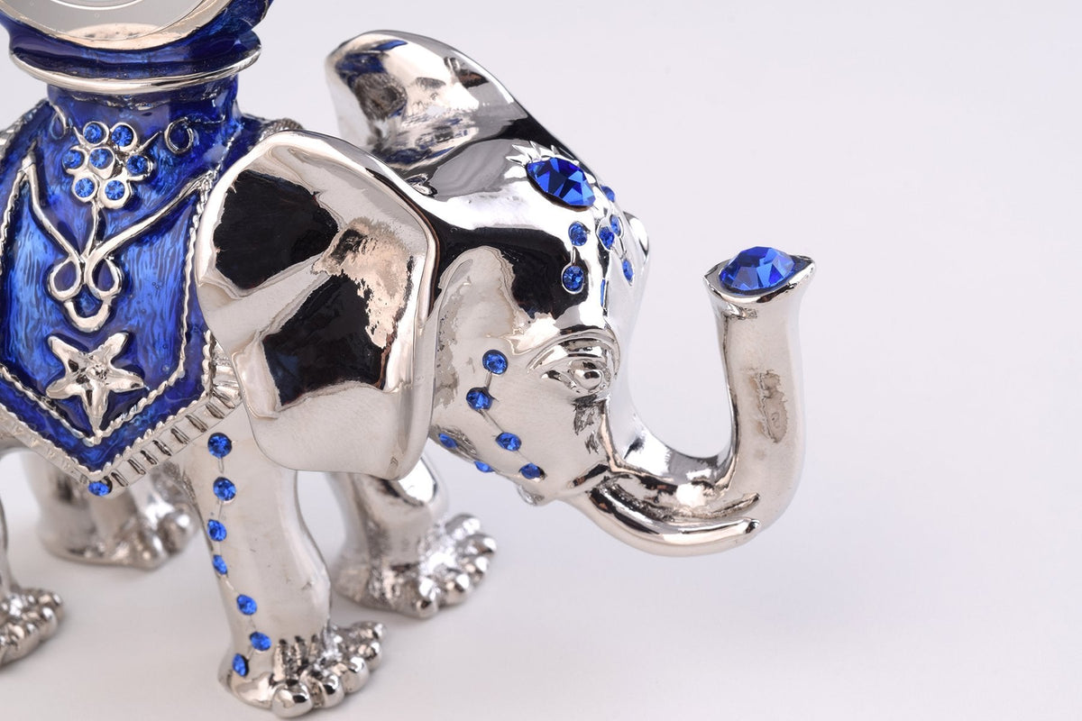 Keren Kopal Silver Elephant with Clock