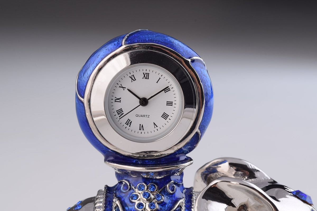 Keren Kopal Silver Elephant with Clock