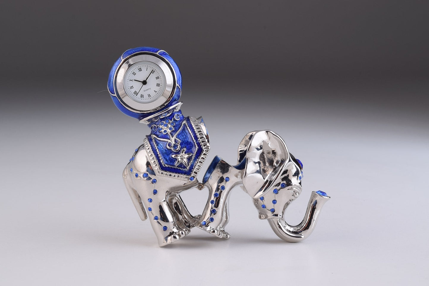 Keren Kopal Silver Elephant with Clock