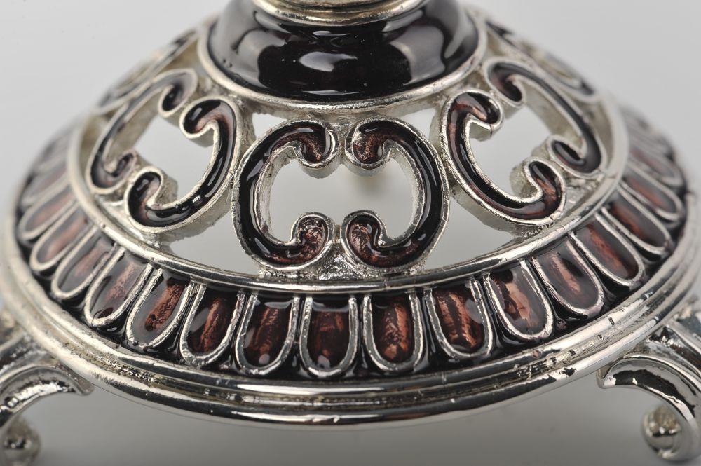 Keren Kopal Silver & Black Faberge Style Egg with a Clock Inside