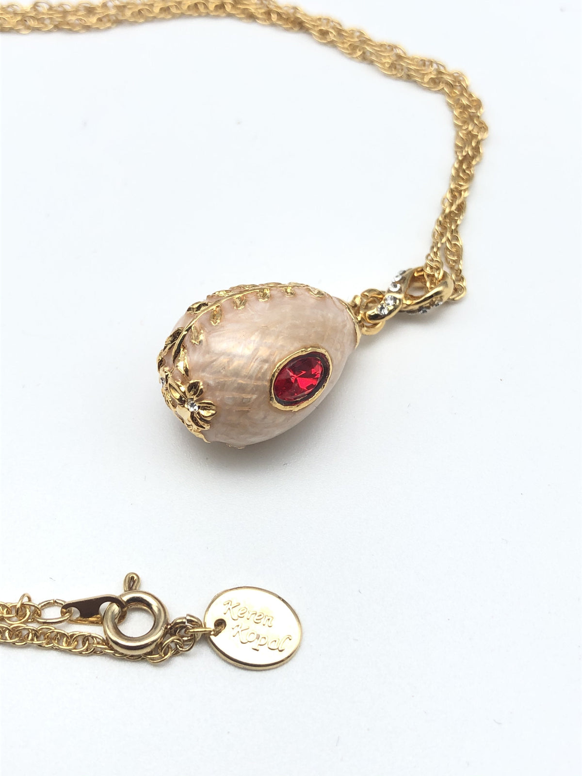 Keren Kopal Pink Egg Pendant Gold Necklace