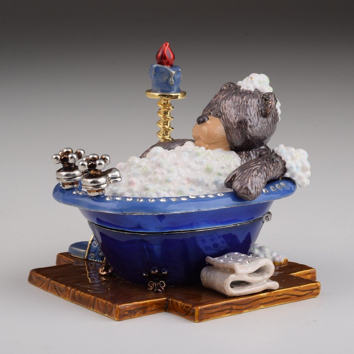 Keren Kopal Teddy Bear in a Bath Trinket Box