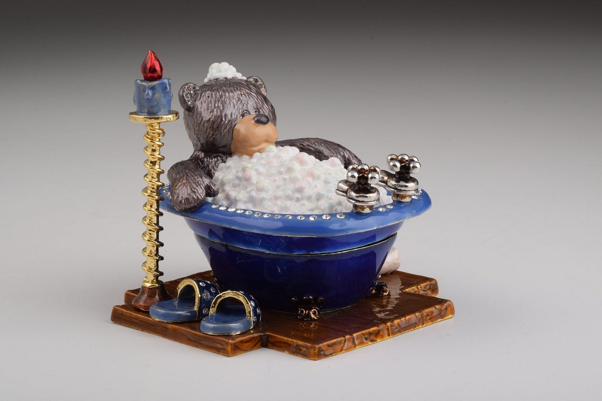 Keren Kopal Teddy Bear in a Bath Trinket Box
