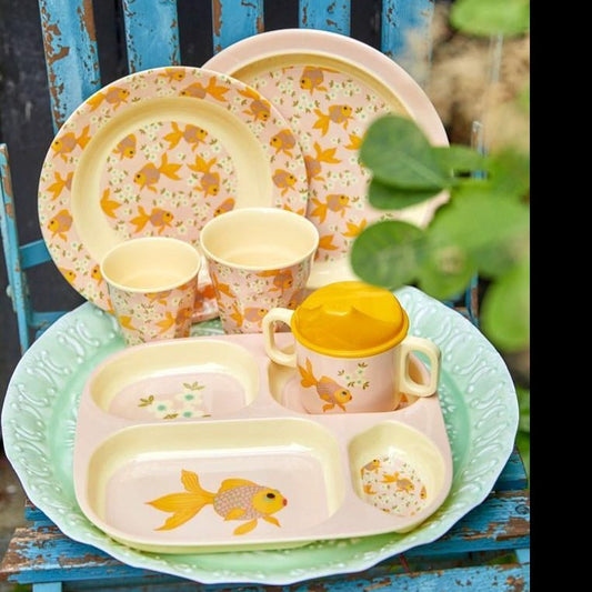 Rice DK | Melamine Baby Set Dinner Gold Fish Print