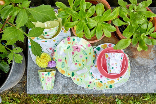 Rice DK White Easter Small Print Two Tone Melamine Bowl