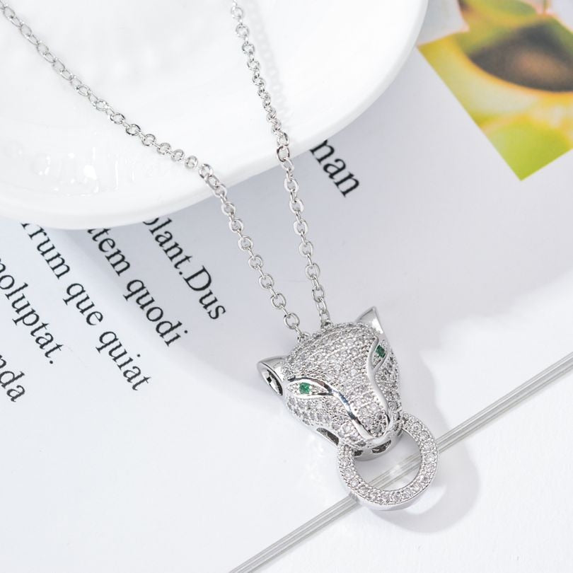 Leopard Chain with Pave Green eyes and white Zirconia.