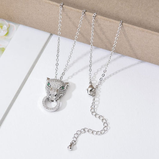 Leopard Chain with Pave Green eyes and white Zirconia.