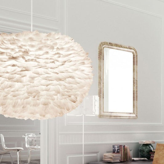 אהילים מעוצבים VITA | אהיל תליון נוצות גדול לבן