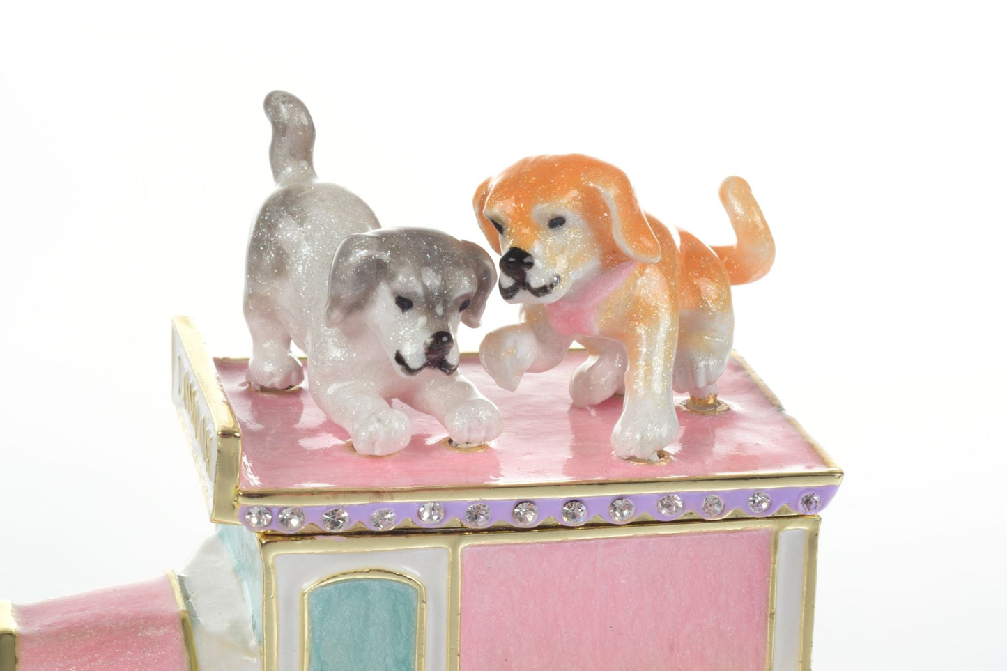 Keren Kopal Dog puppies London bus Trinket Box