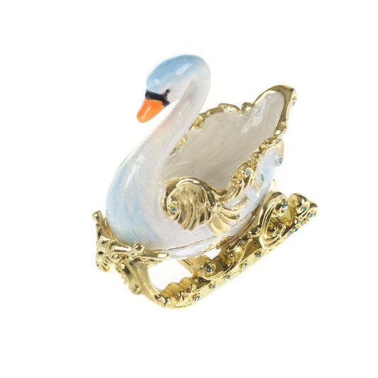 Swan on golden sled Trinket Box - Exquisite Decor