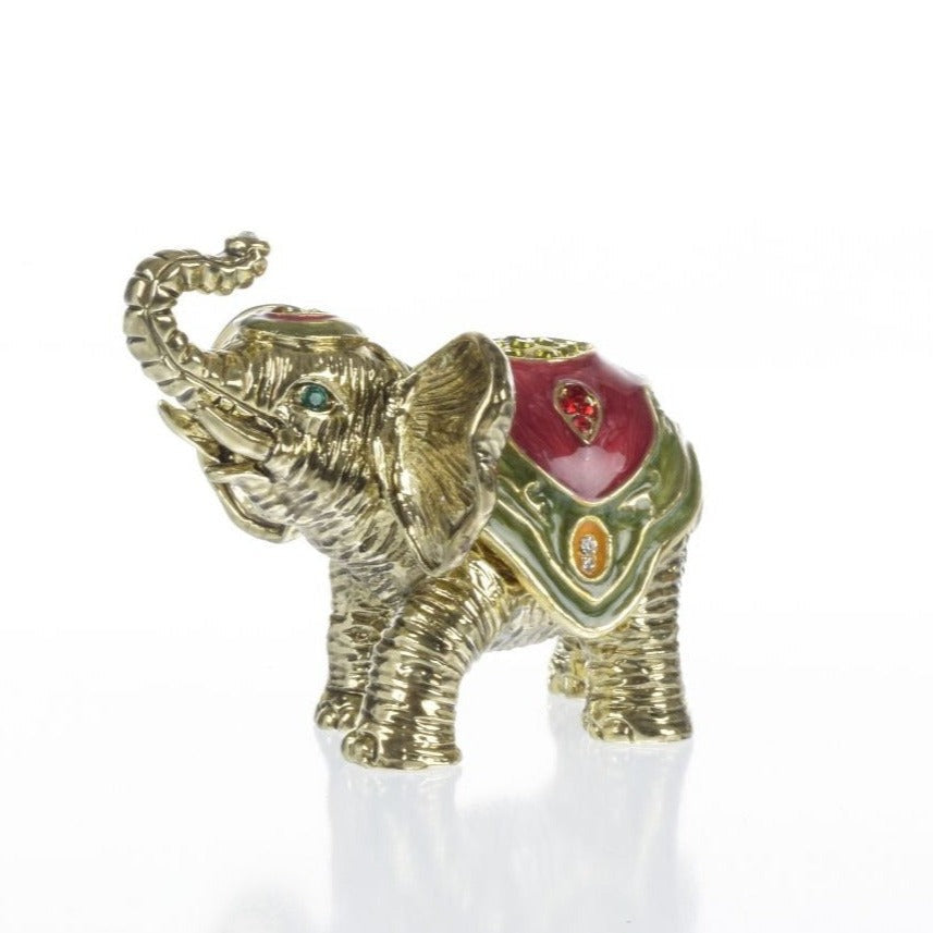 Gold Elephant Trinket Box Decorated with Swarovski Crystals - Exquisite Decor