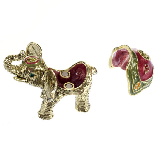Keren Kopal Gold Elephant Trinket Box Decorated with Swarovski Crystals