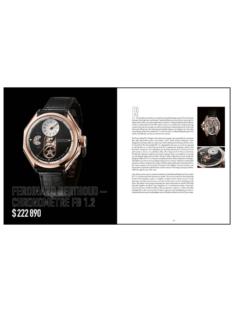 עמוד מתוך הספר The World's Most Expensive Watches - שעון ותיאור.