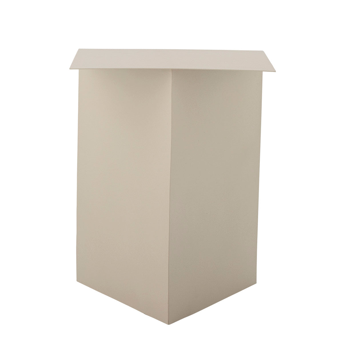 שולחן צד מתכת בז', מבט מלמעלה.