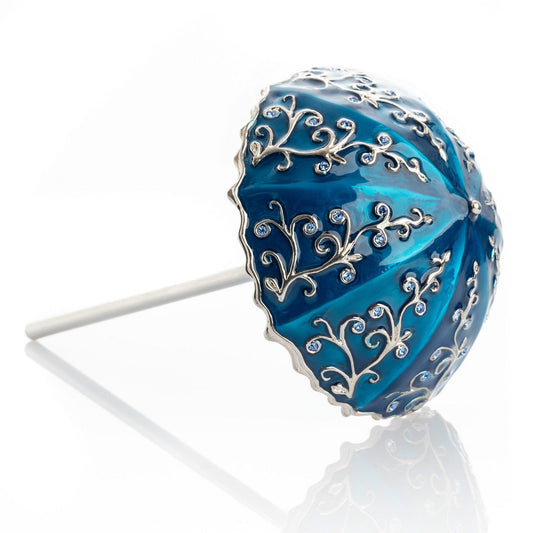 Keren Kopal Blue Umbrella Trinket Box Handmade with Swarovski Crystals