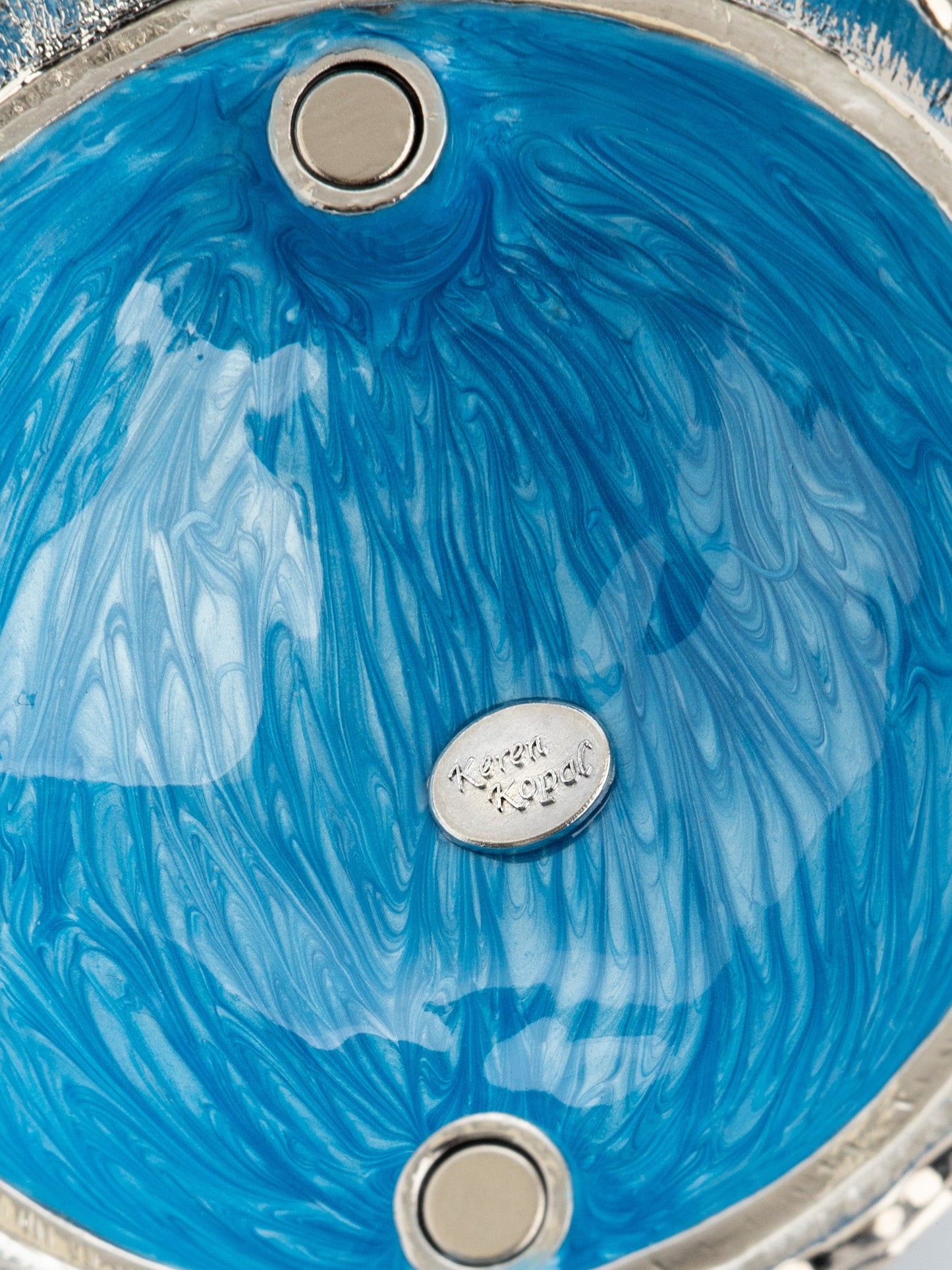 Keren Kopal Blue Umbrella Trinket Box Handmade with Swarovski Crystals