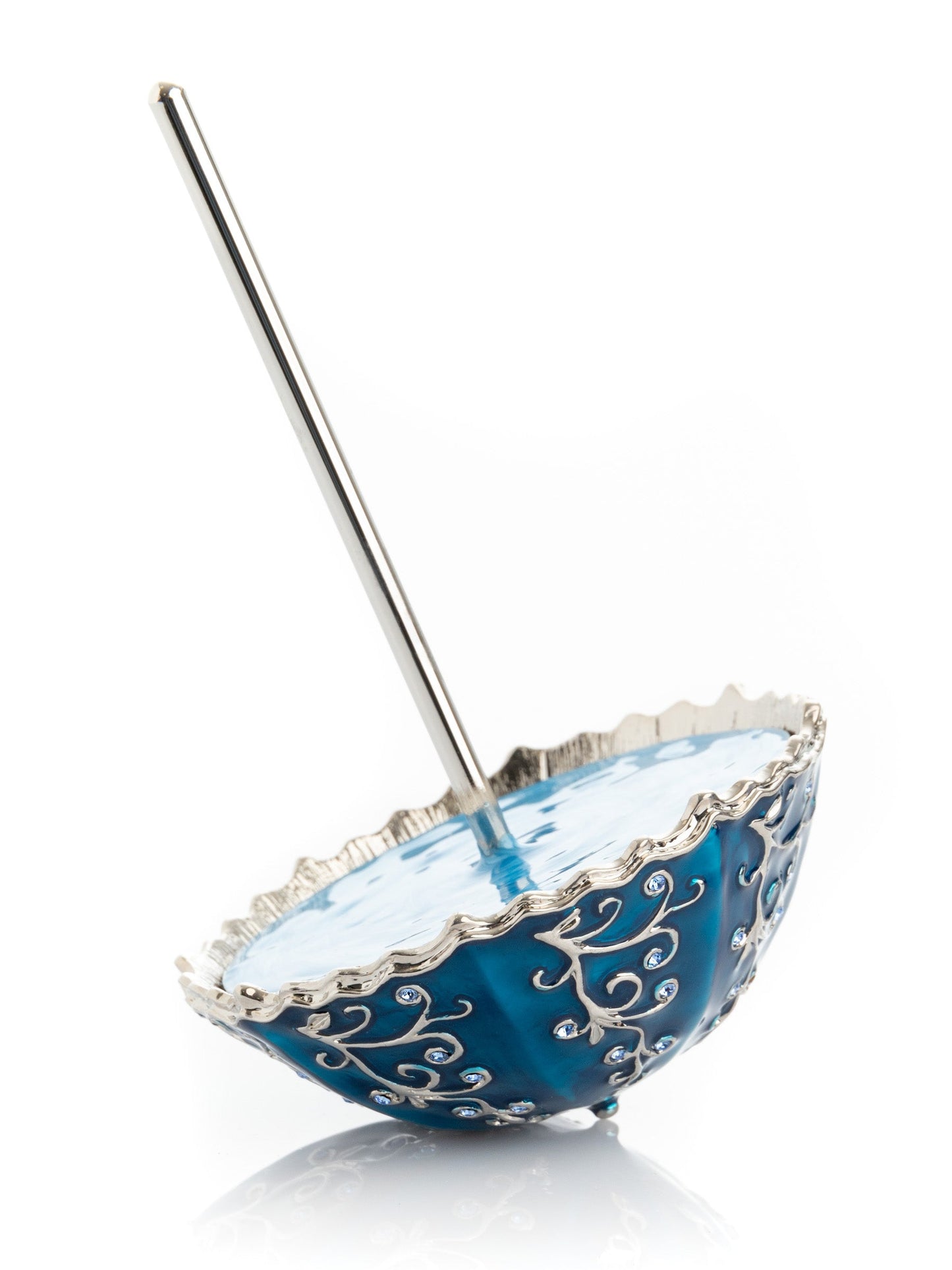 Keren Kopal Blue Umbrella Trinket Box Handmade with Swarovski Crystals