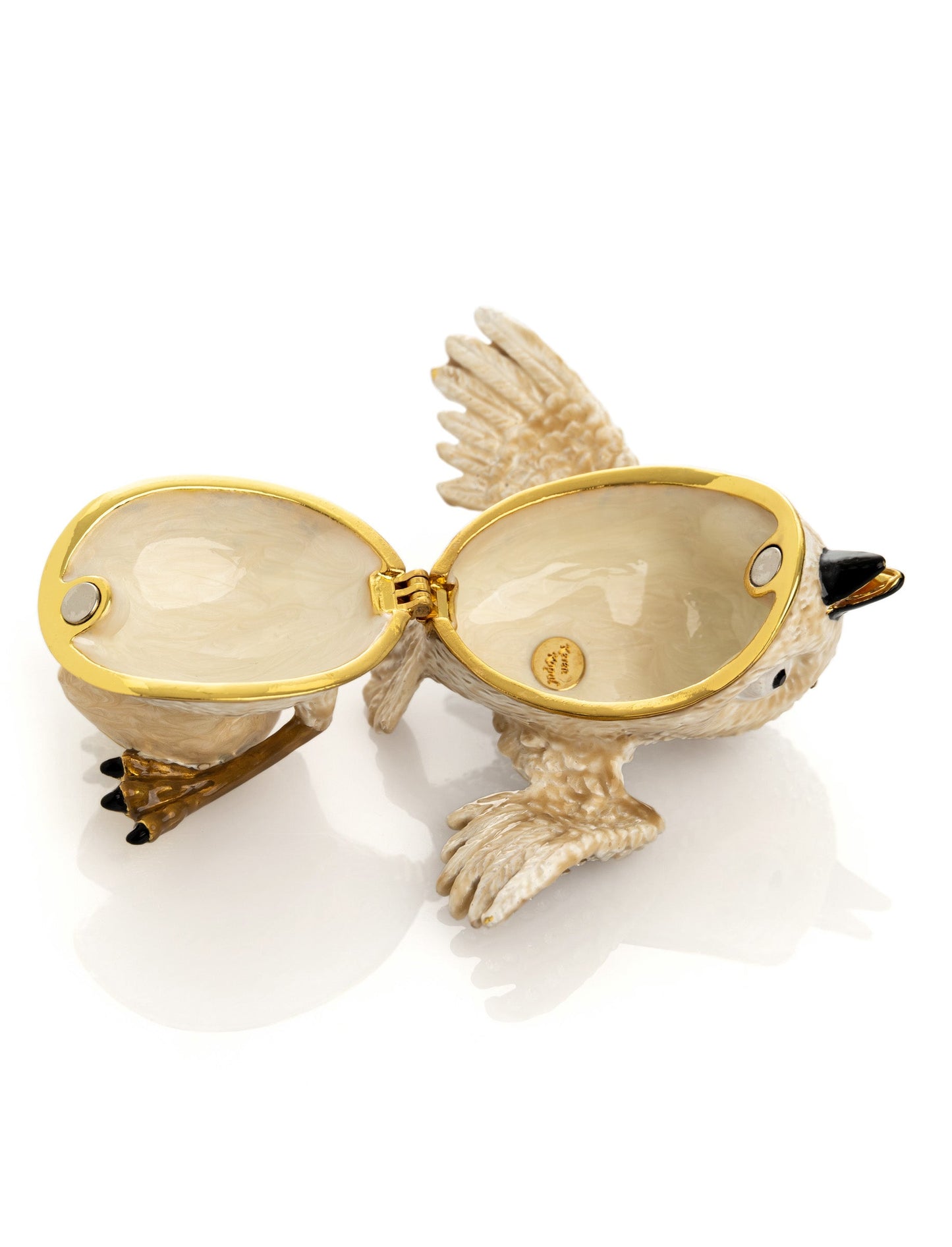 Keren Kopal Beige Bird with Egg Trinket Box