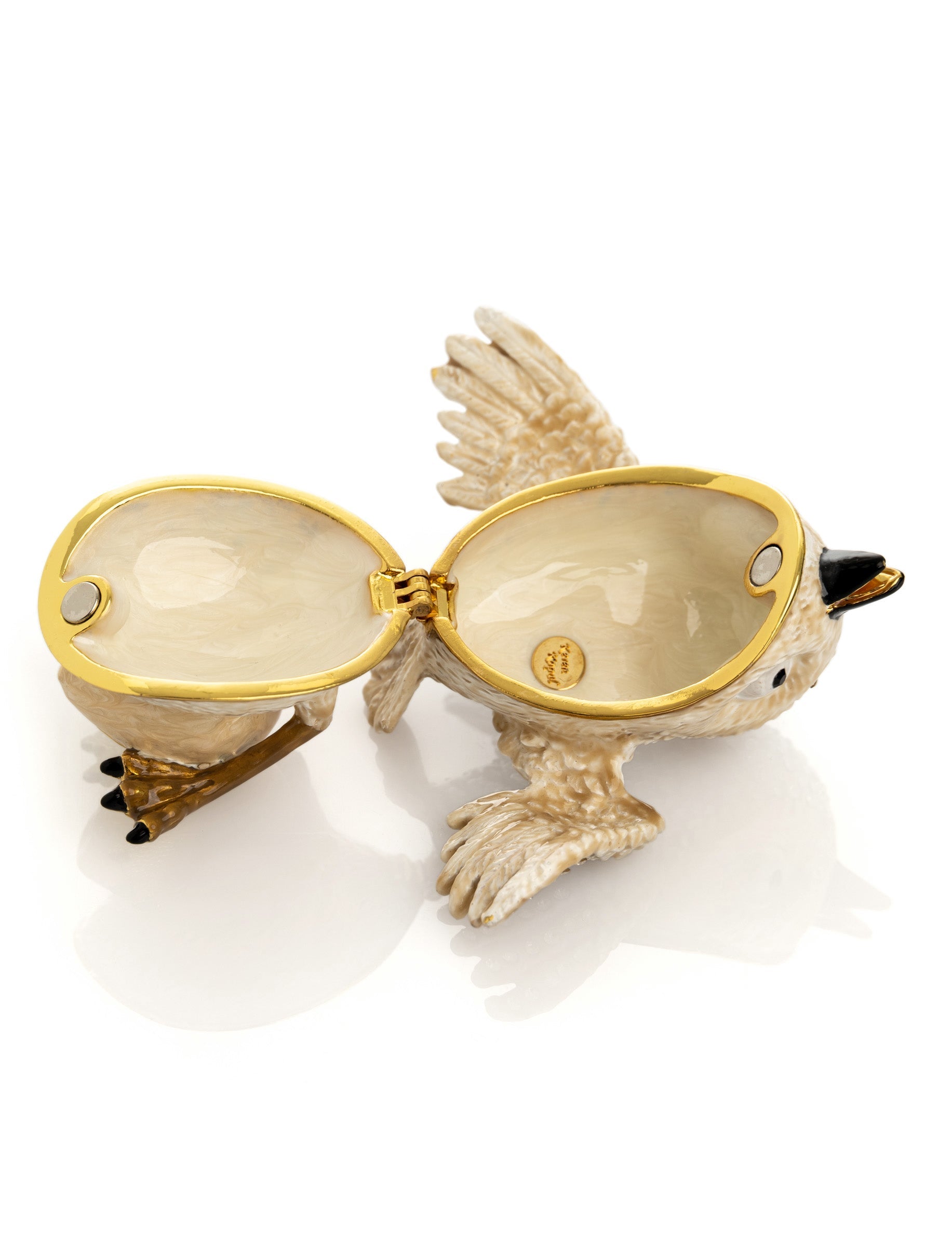 Keren Kopal Beige Bird with Egg Trinket Box