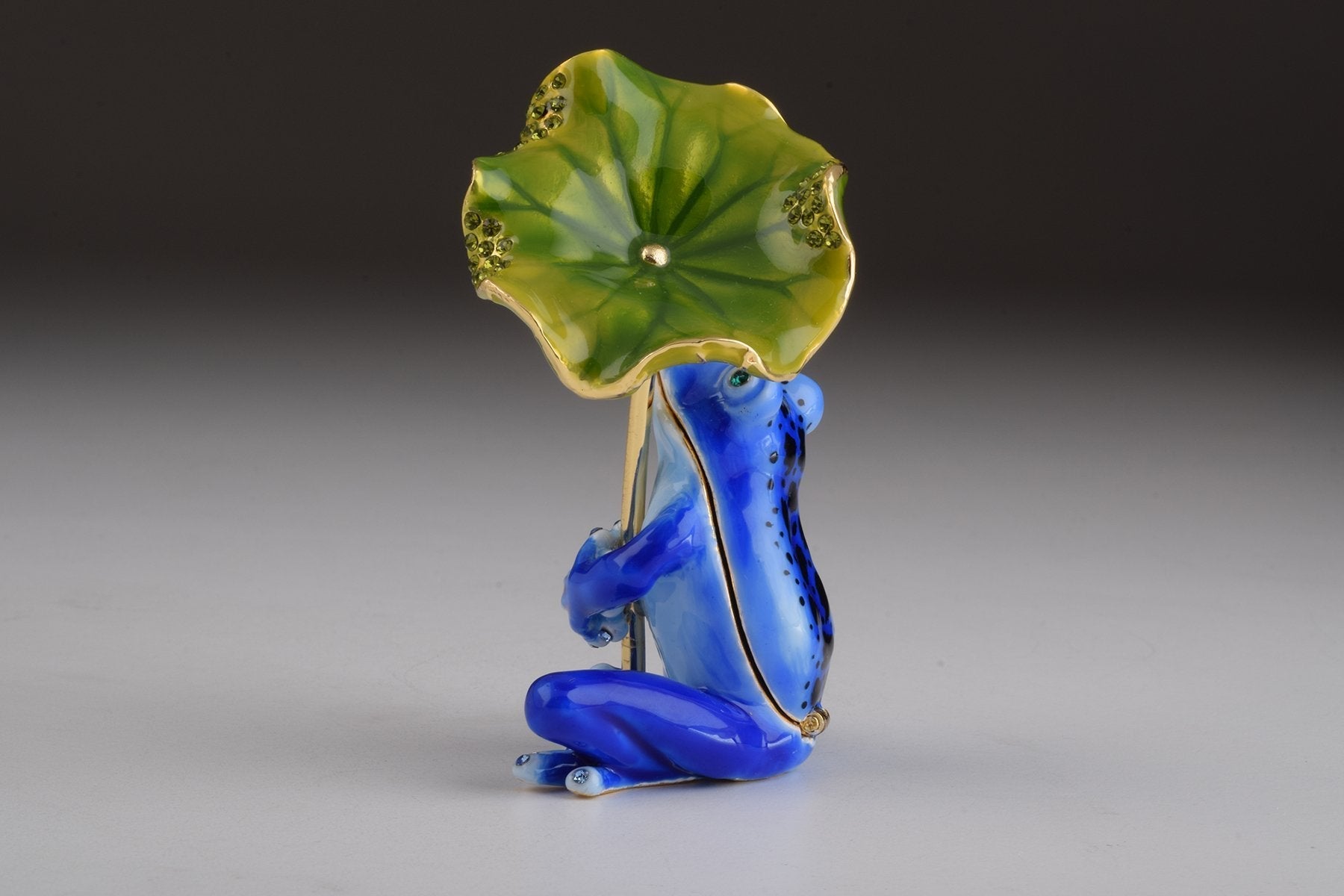 Keren Kopal Blue Frog with Umbrella Trinket Box