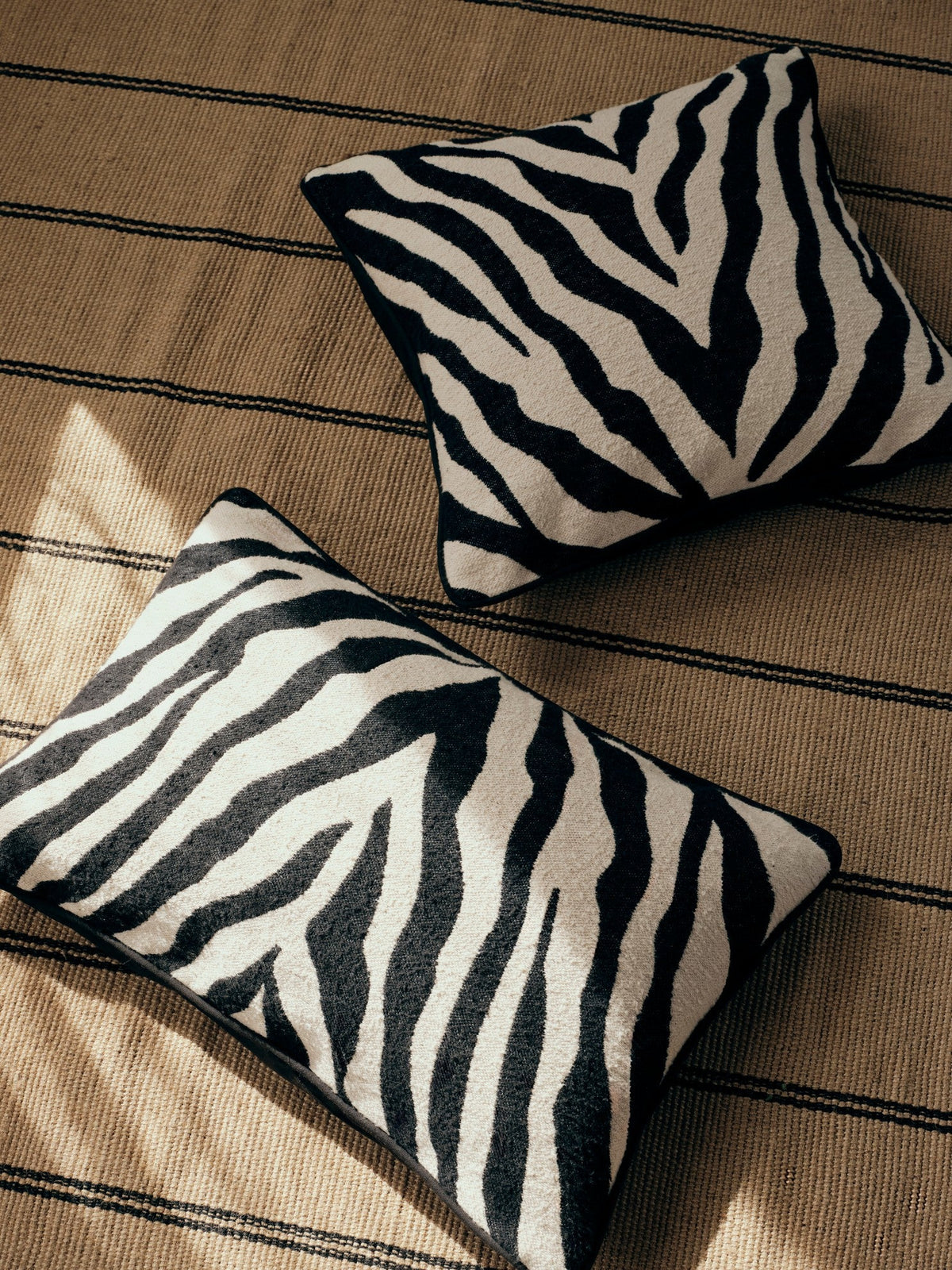 כרית זברה על ספה בסלון