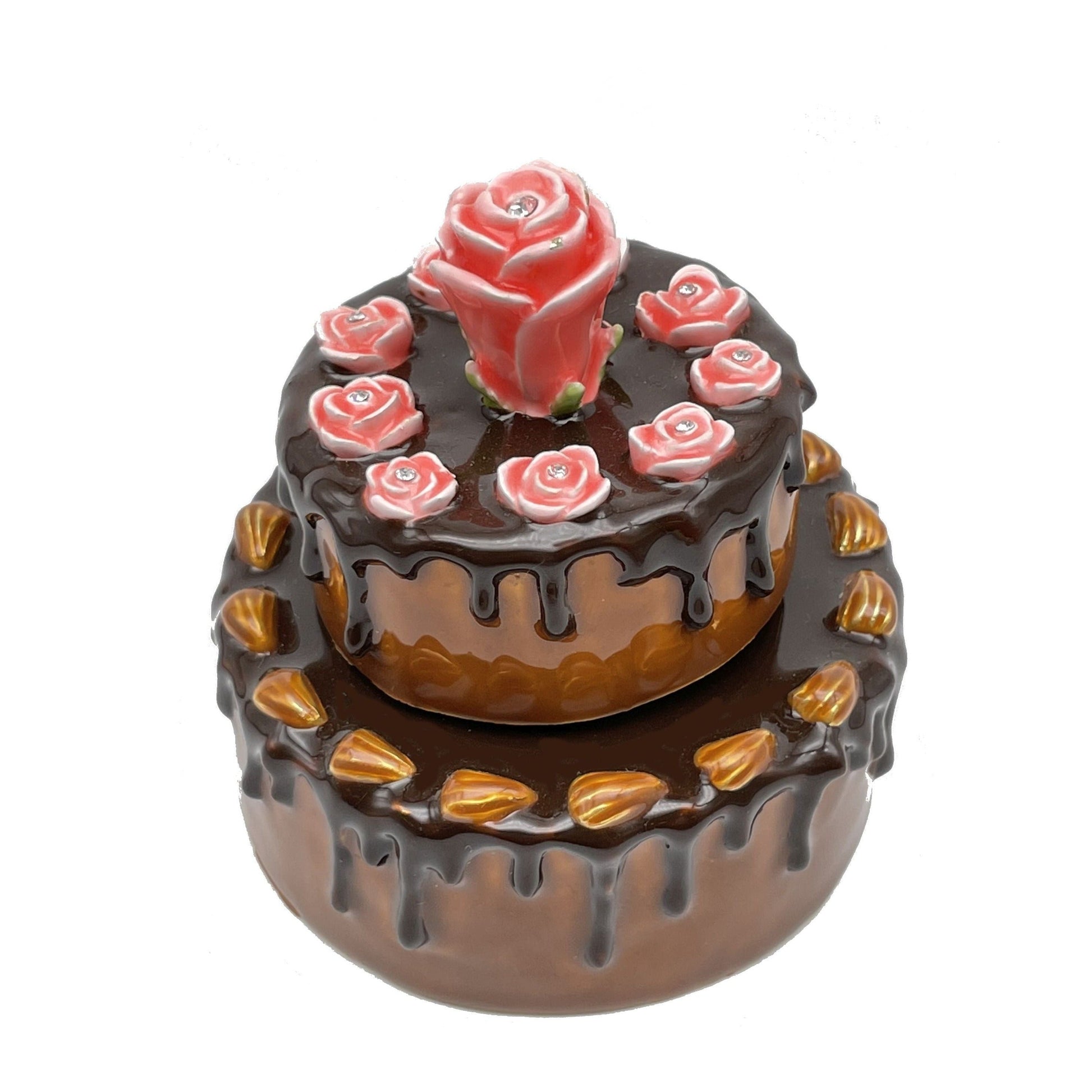 Brown Birthday Cake music box plays Happy Birthday - Exquisite Decor