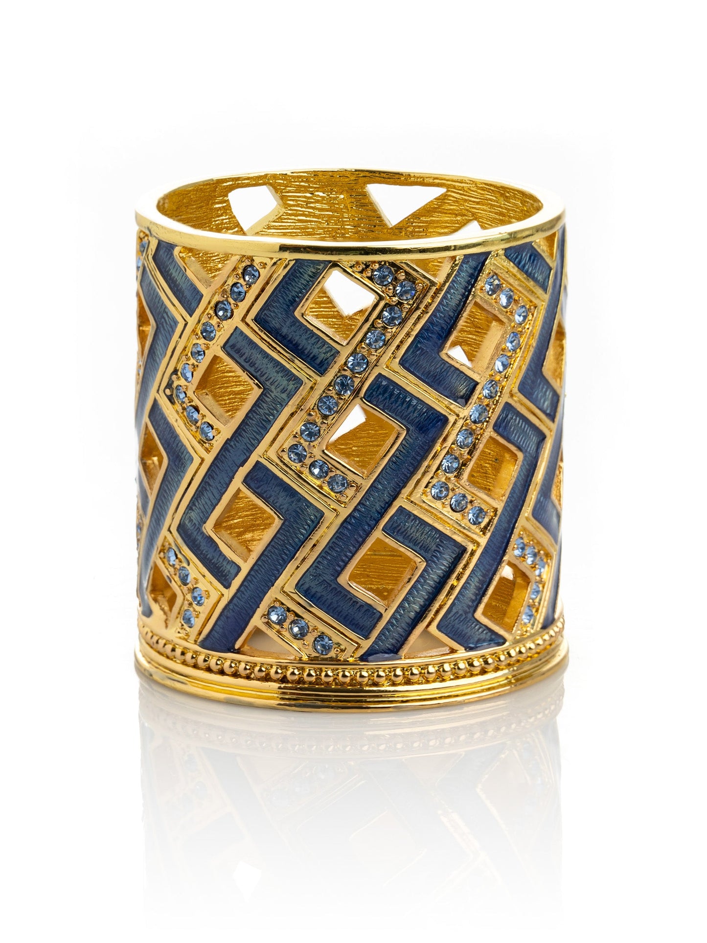Keren Kopal Blue Decorated Candle Holder