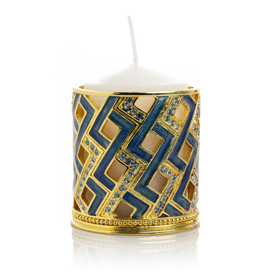Keren Kopal Blue Decorated Candle Holder