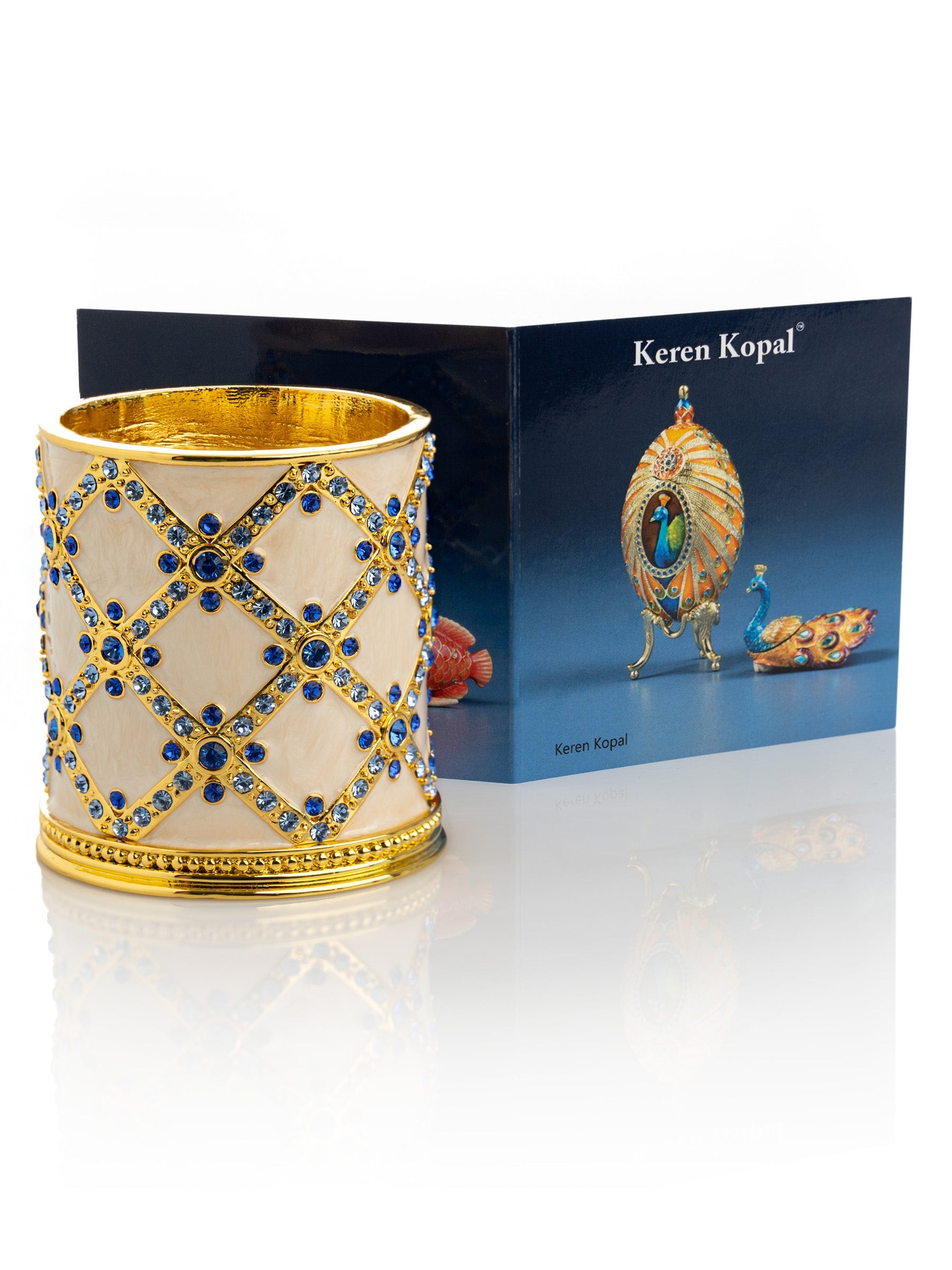 Keren Kopal Golden Cream Decorated Candle Holder