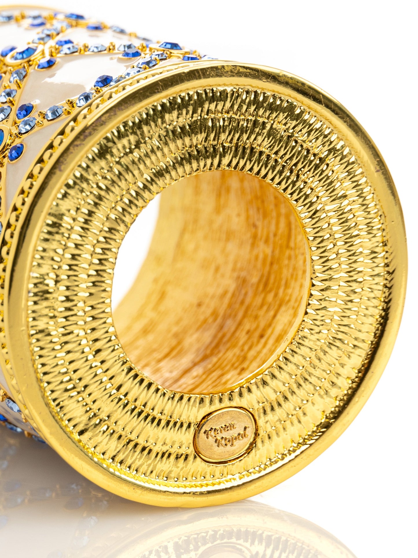 Keren Kopal Golden Cream Decorated Candle Holder