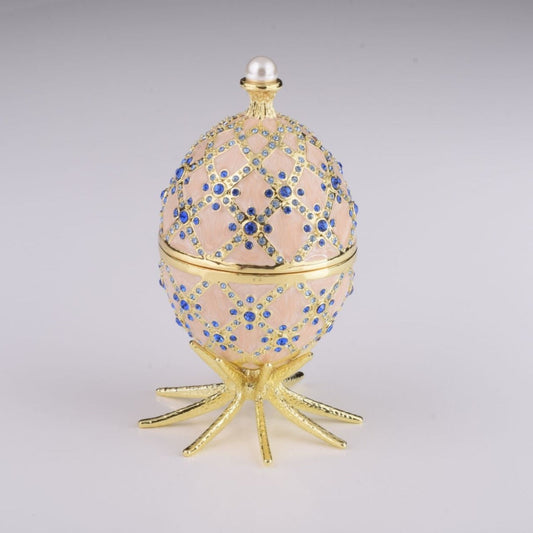 Pink Faberge Egg with Clock Inside - Exquisite Decor