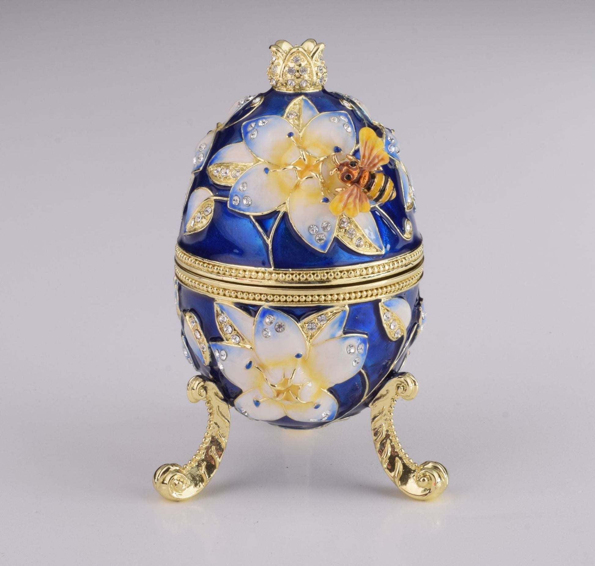 Keren Kopal Blue Easter Egg with Bee & Flowers