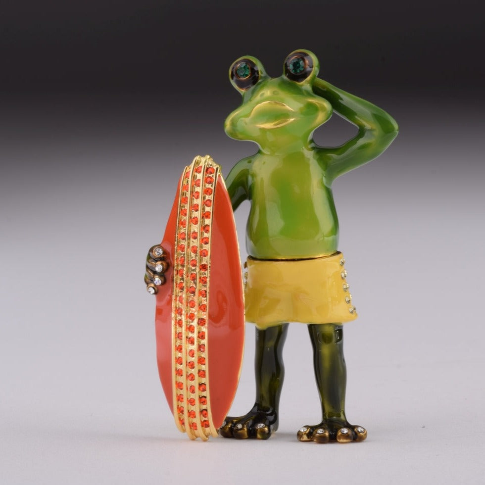 Keren Kopal Frog Holding a Surfboard