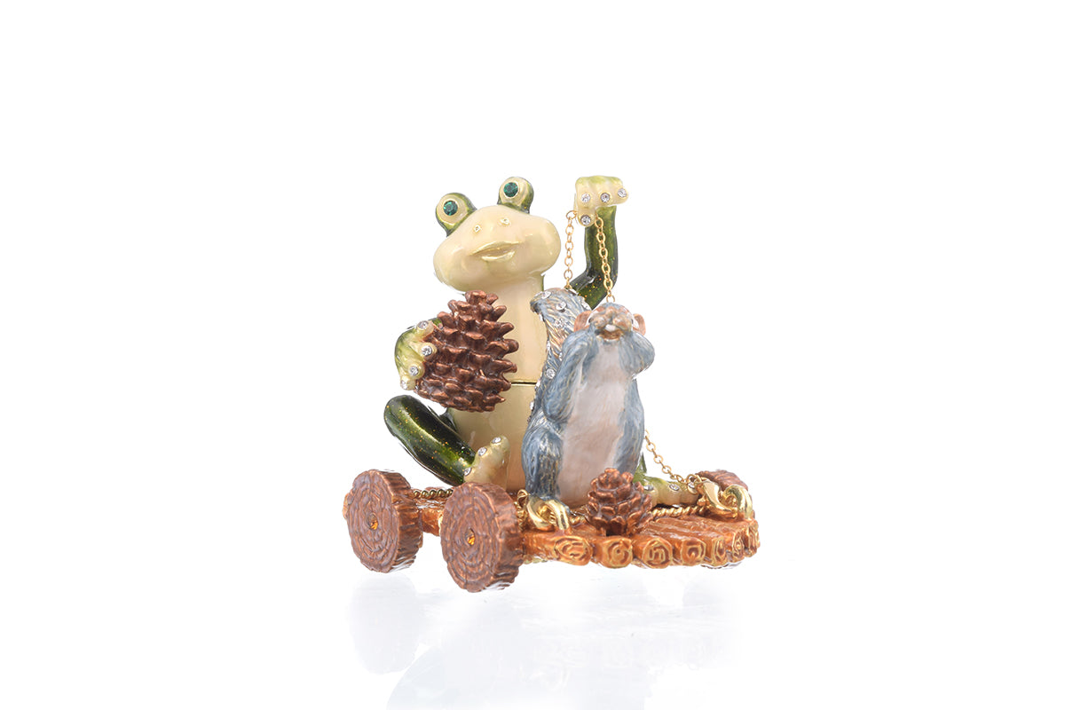 Keren Kopal Frog and Squirrel on Wooden Car