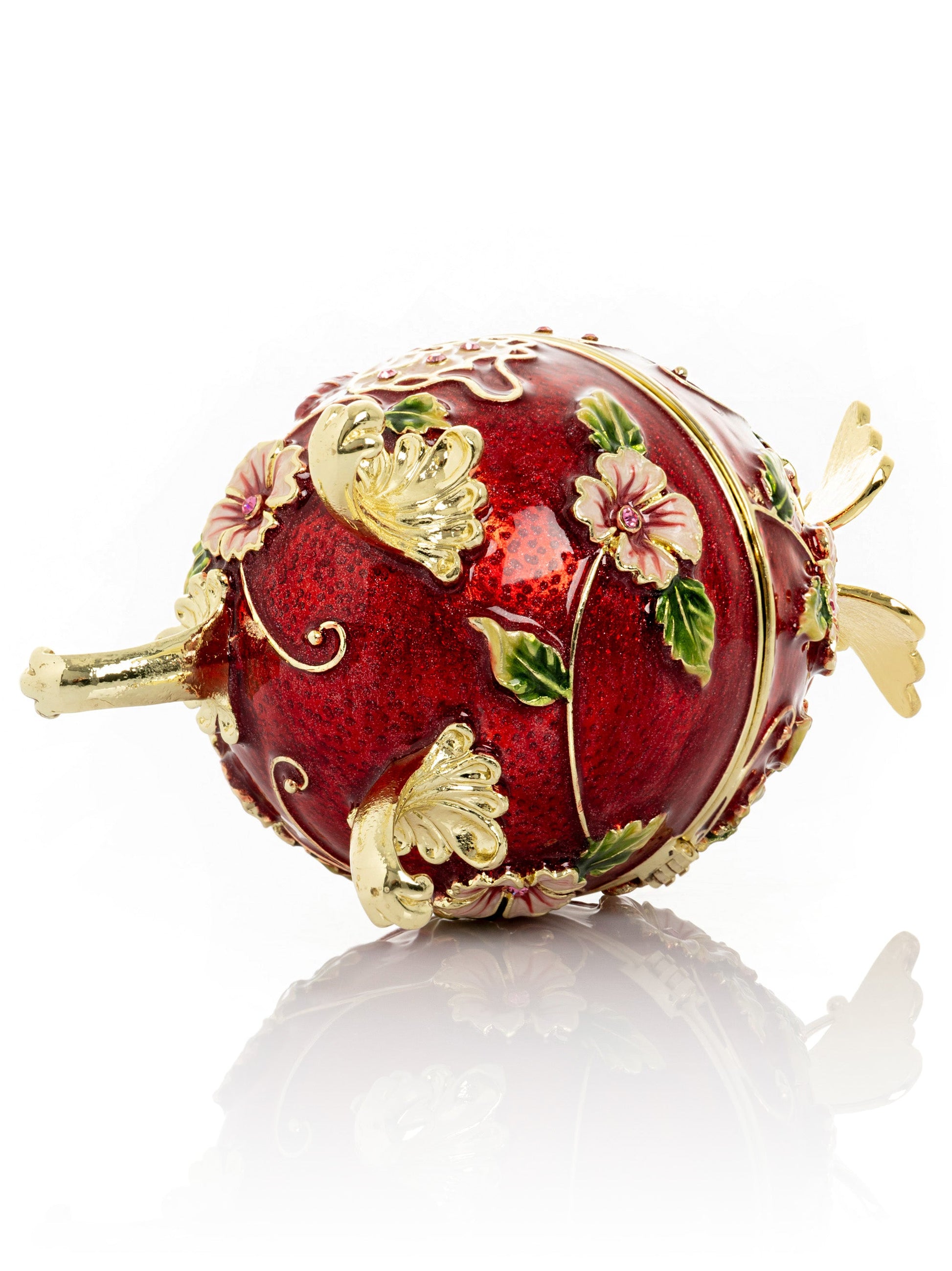Keren Kopal Red Faberge Egg with Flowers and Butterfly