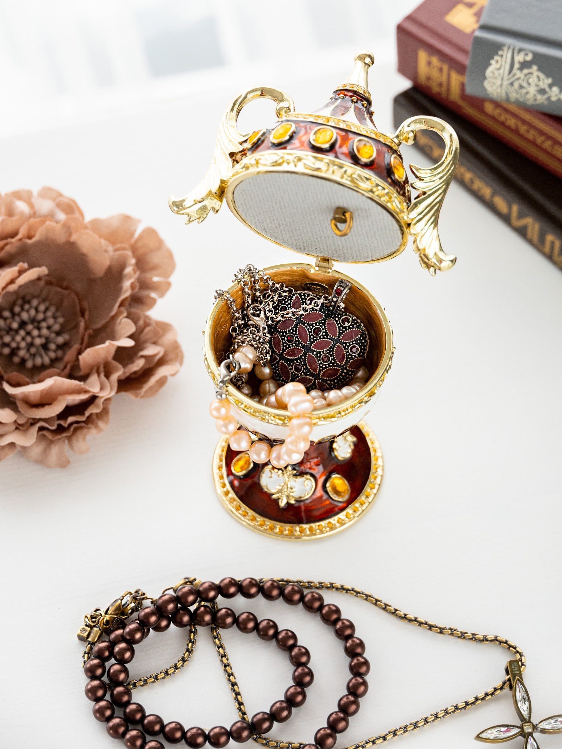 Keren Kopal Brown Music Playing Faberge Egg with Wings