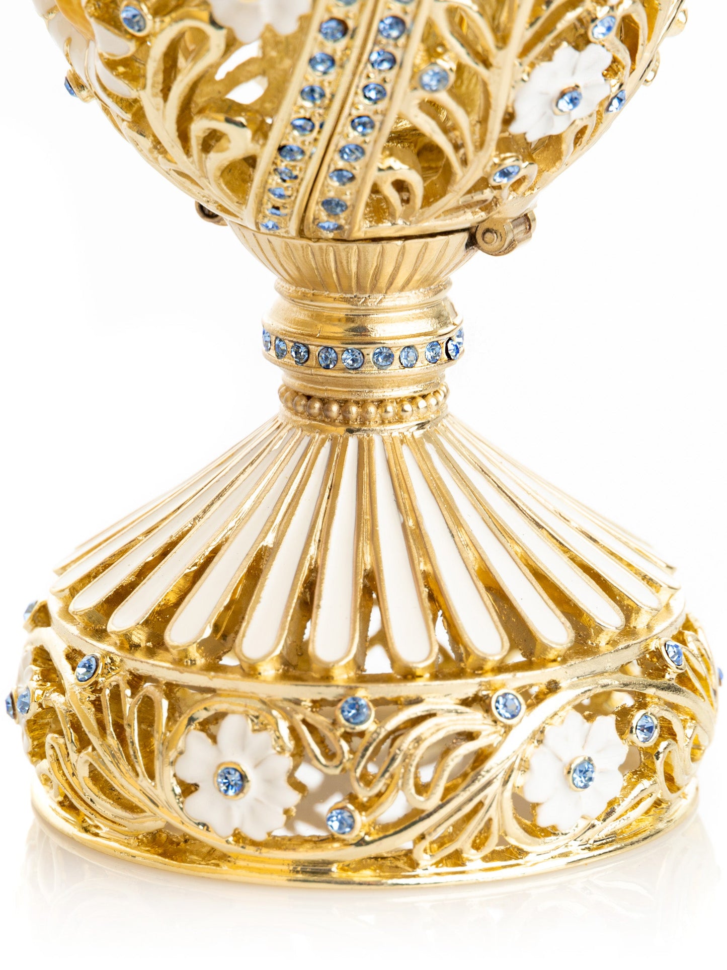 Keren Kopal White Faberge Egg with Butterfly Inside