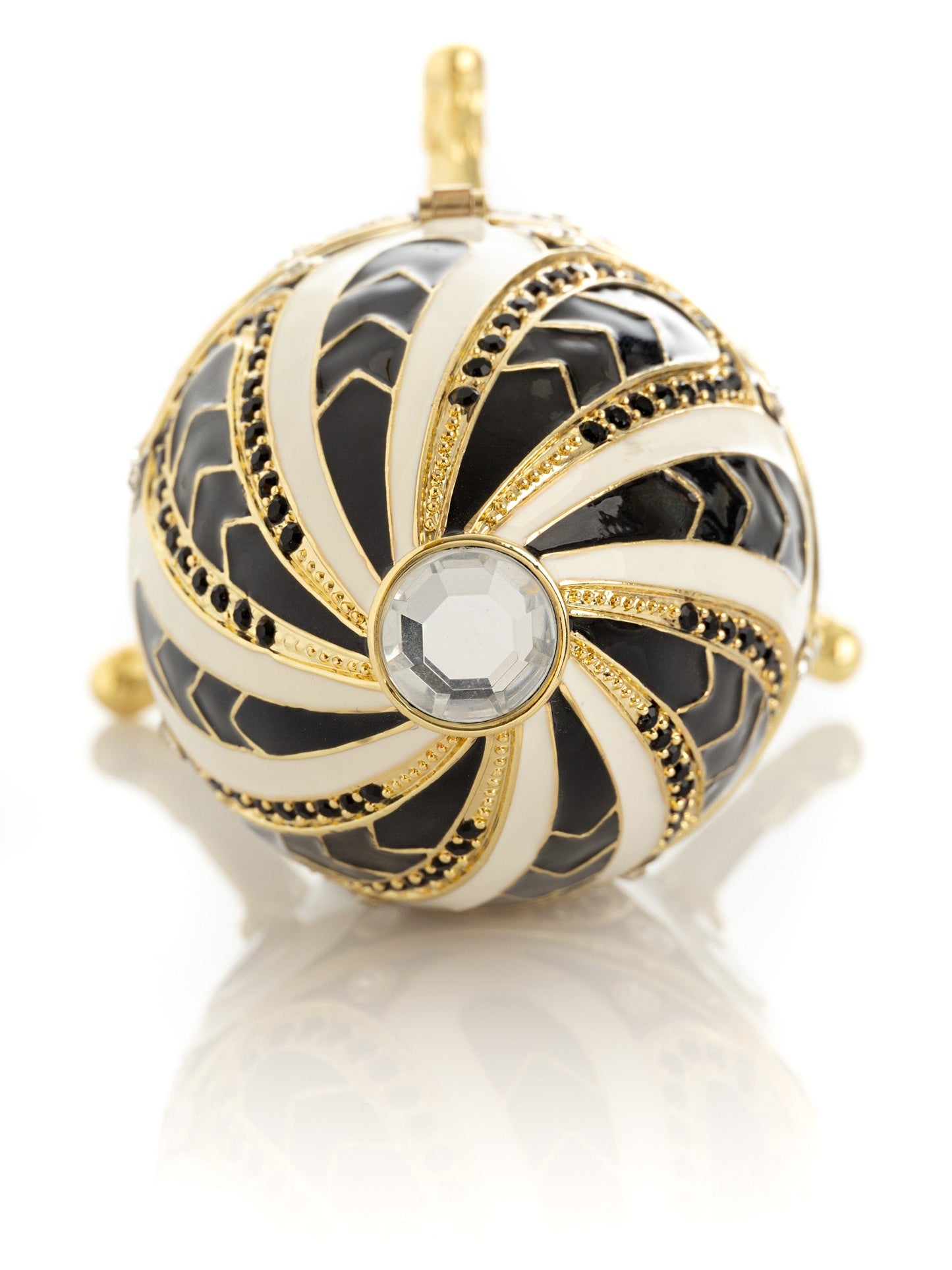 Keren Kopal Black and White Music box Fur Elise by Beethoven Faberge Egg