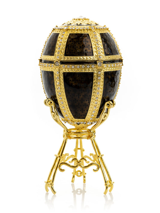 Keren Kopal Black & Gold Egg with a Gold crystals Elephant
