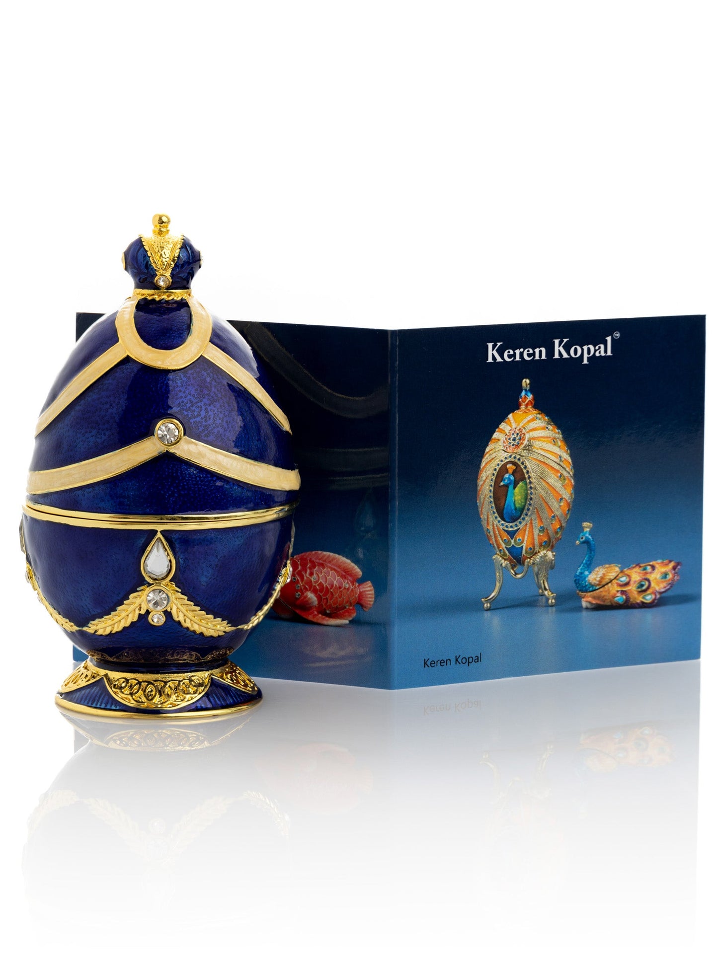 Keren Kopal Blue Faberge Egg with Golden Piano Surprise