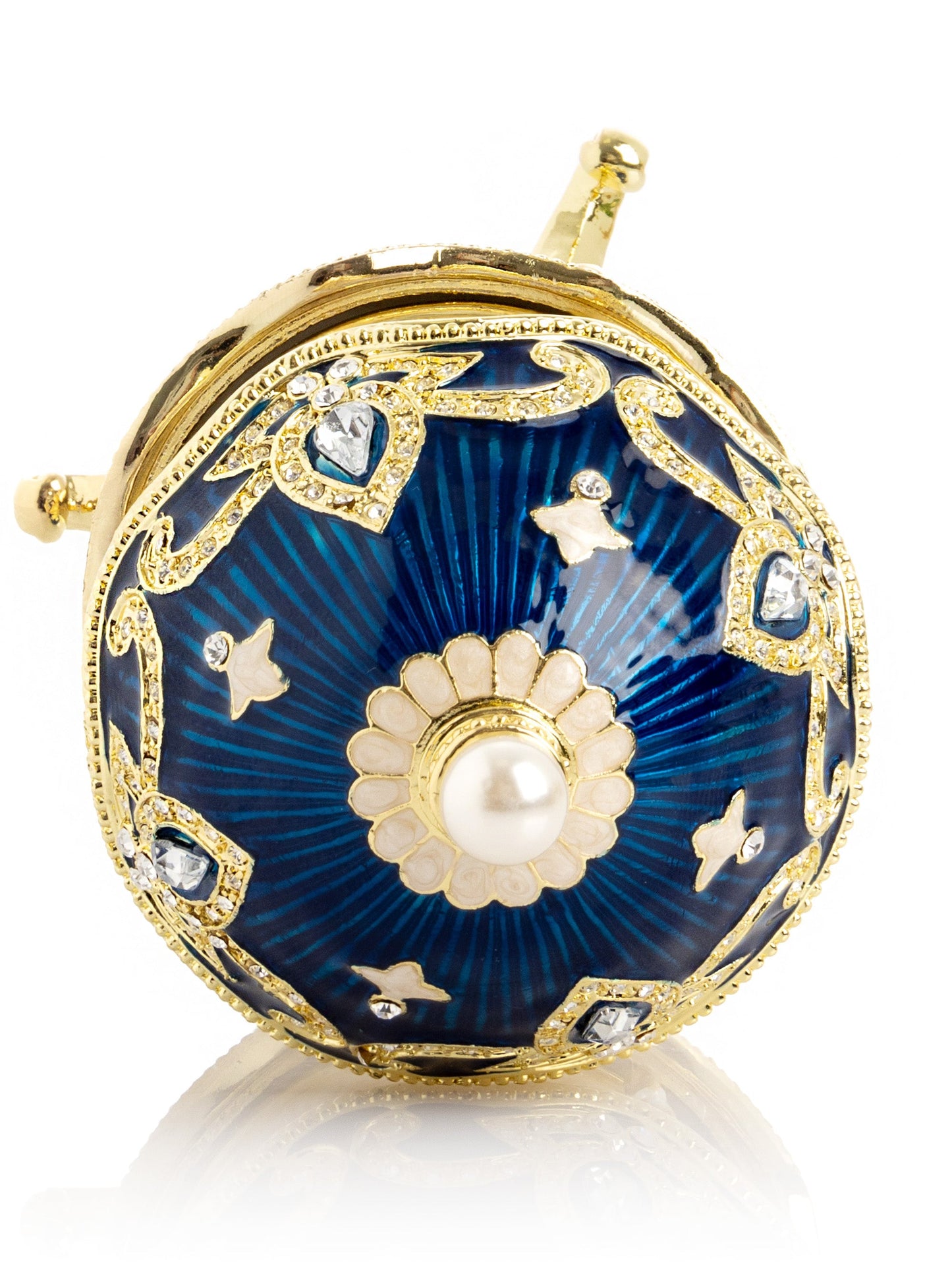 Keren Kopal Blue Wind up Horse Carousel Faberge Egg