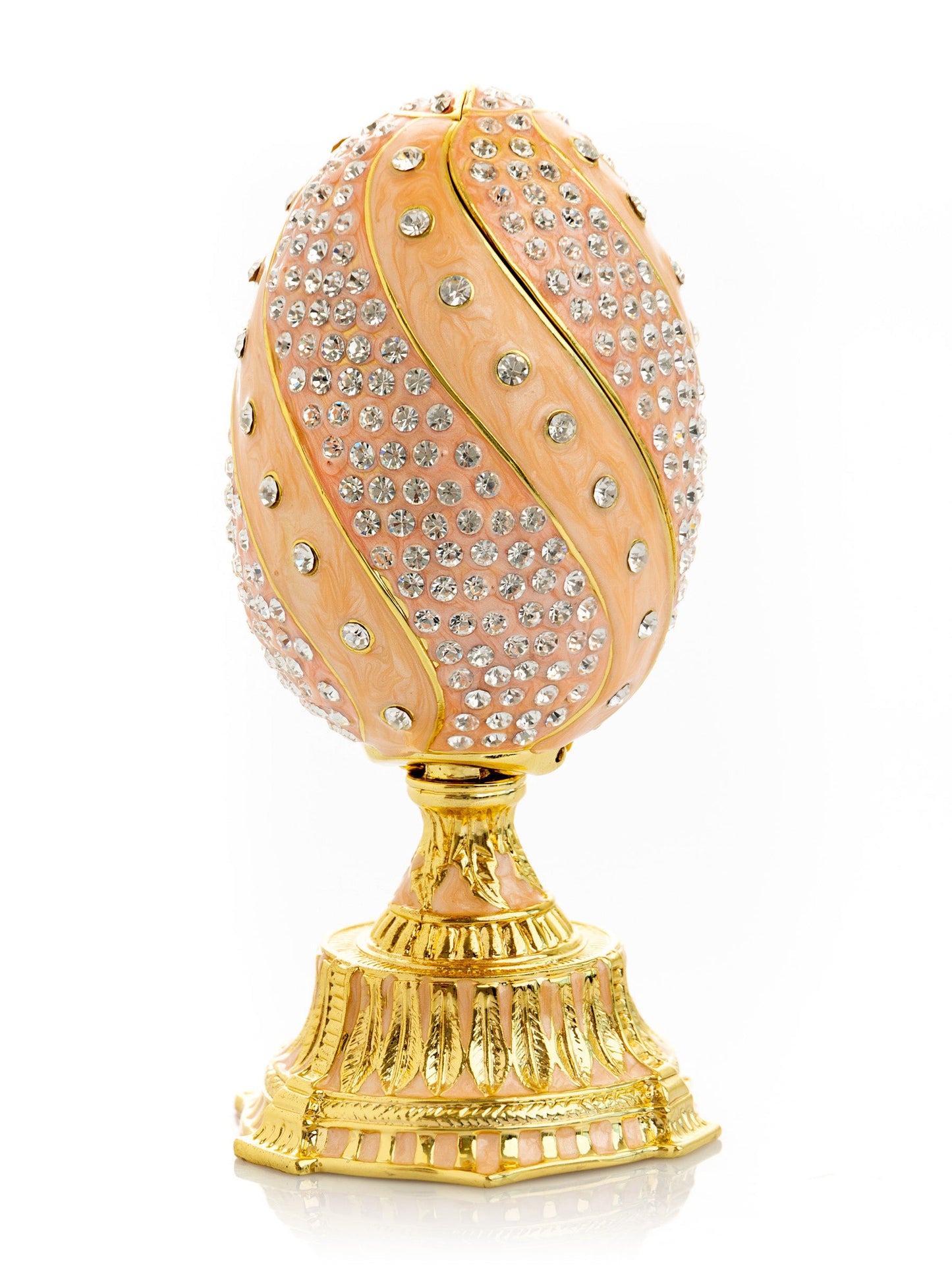Keren Kopal spiral salmon pink Faberge Egg with flowers bouquet