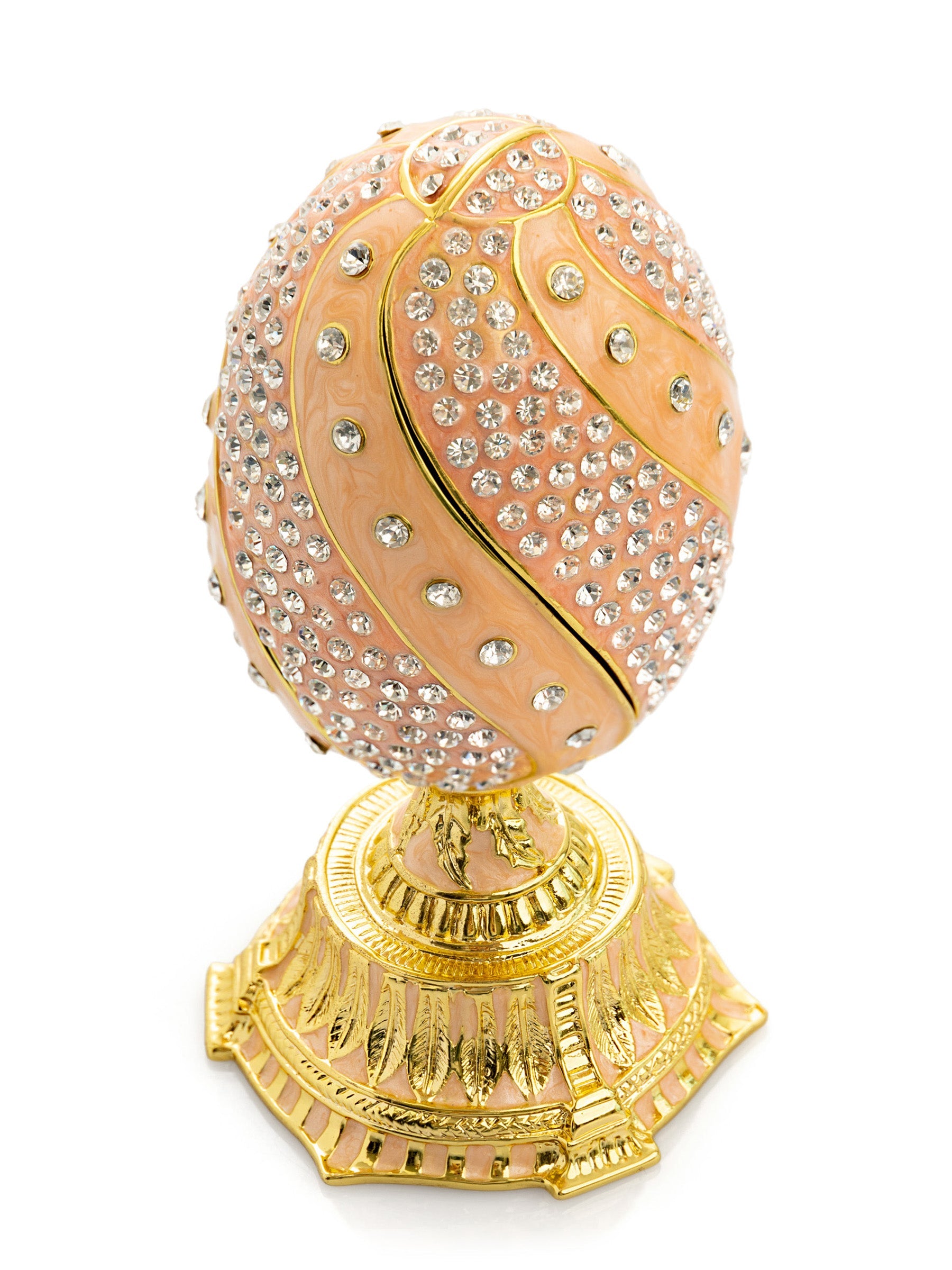 Keren Kopal spiral salmon pink Faberge Egg with flowers bouquet