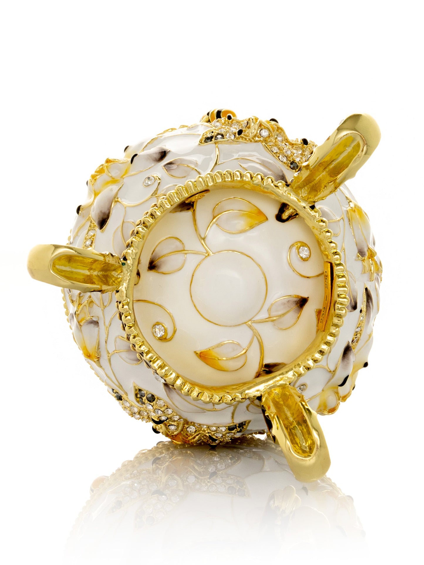 Keren Kopal White Faberge Egg with Bees and Flowers