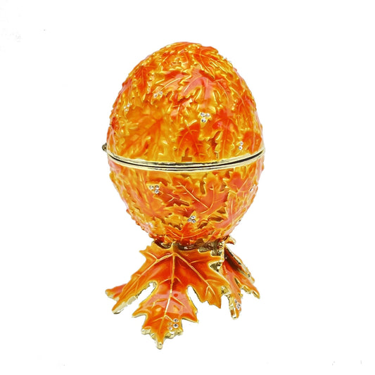 Keren Kopal Orange Faberge Egg with Leaves