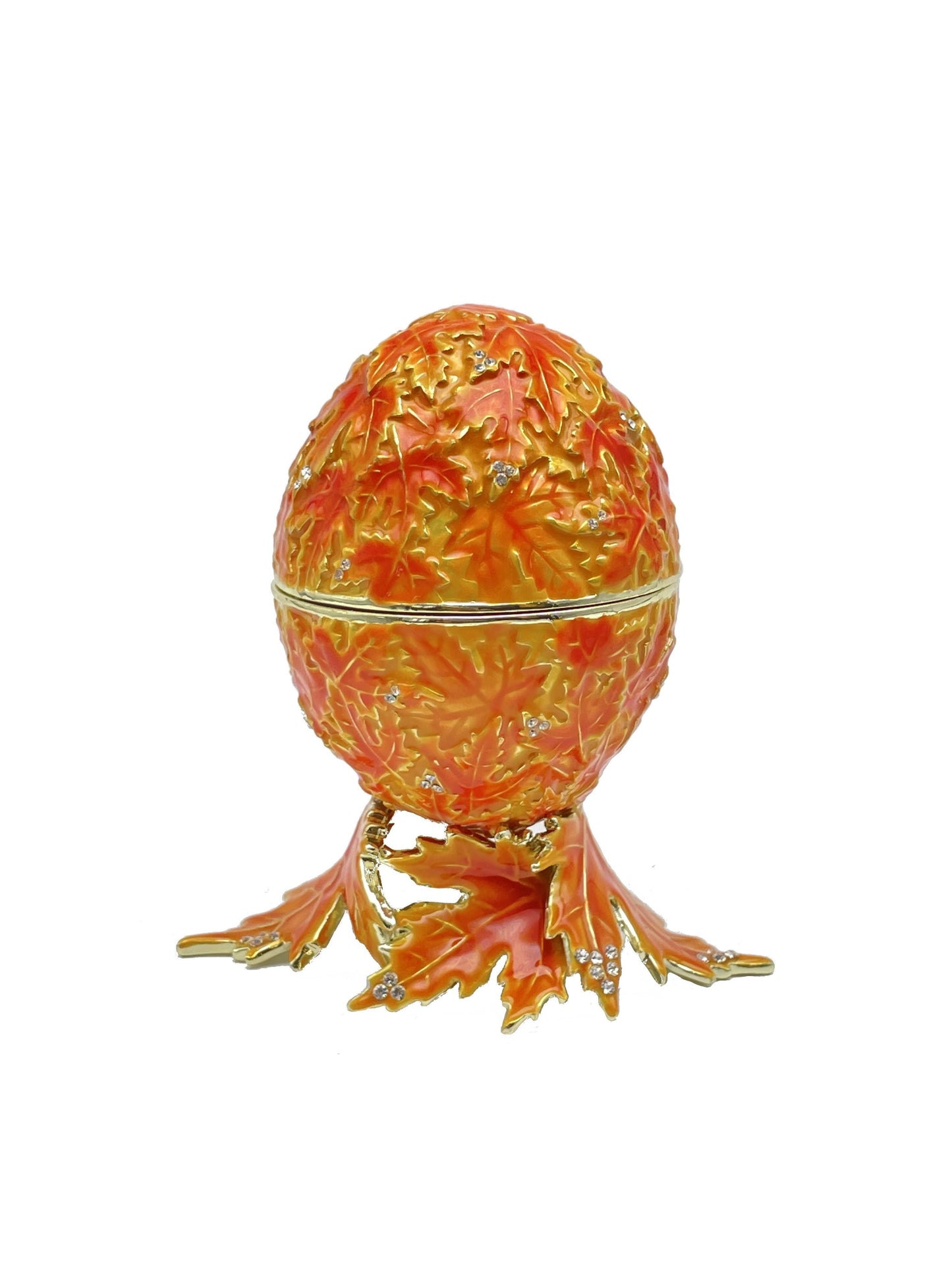 Keren Kopal Orange Faberge Egg with Leaves