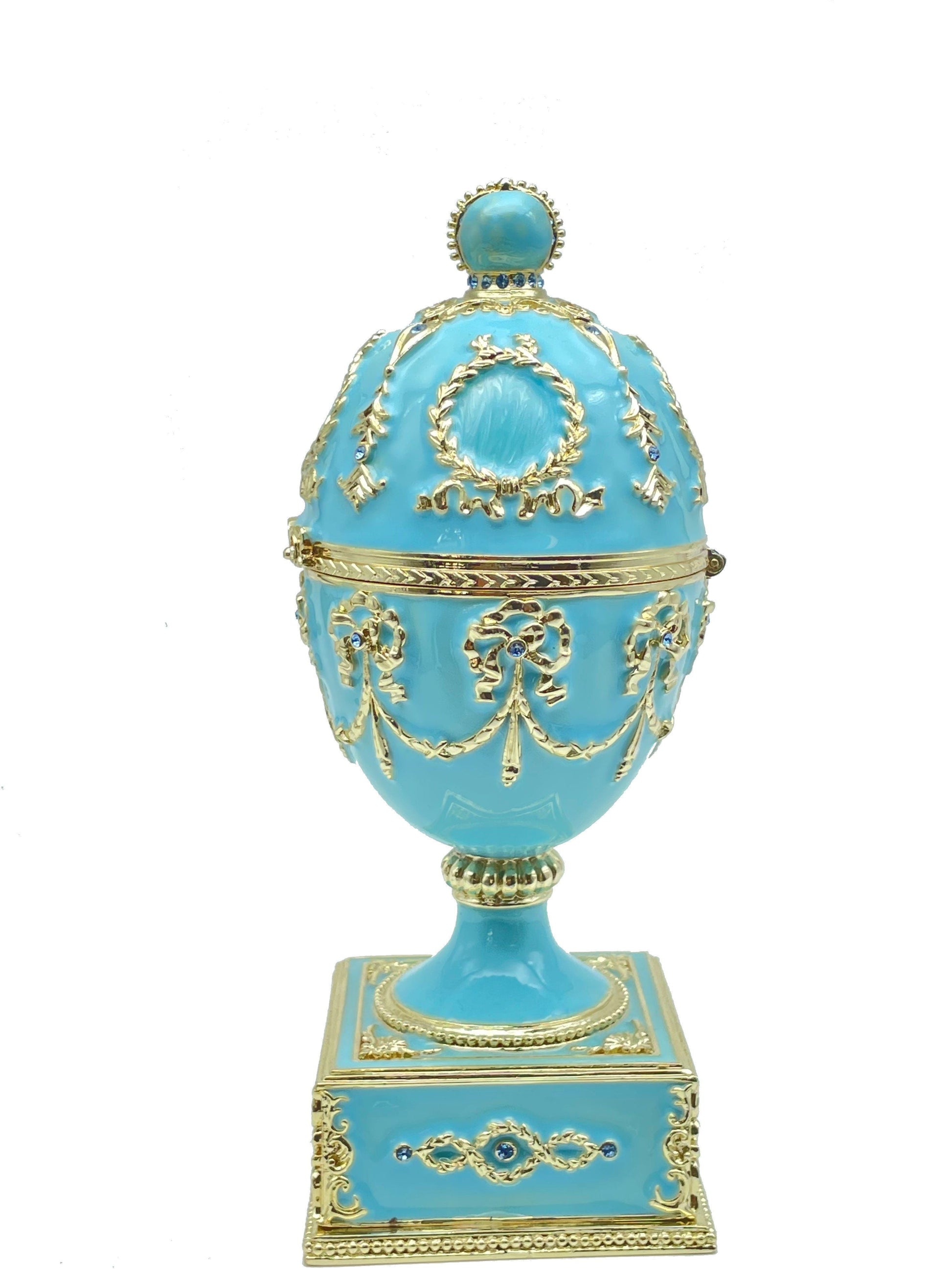 Keren Kopal Turquoise Faberge Egg with Swan Inside