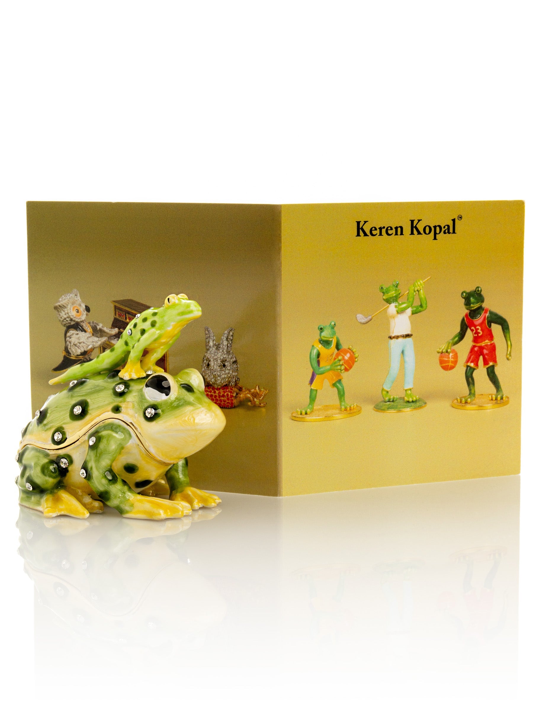 Keren Kopal Black Spotted Toad Frog with a Baby Frog on the back