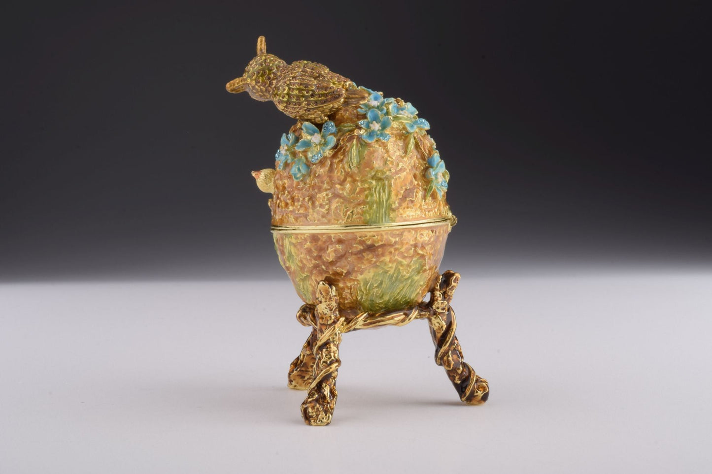 Keren Kopal Brown Faberge Egg with Owls Nest