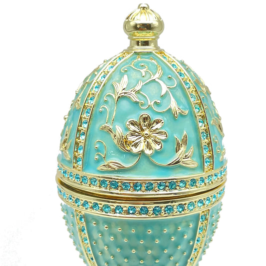 Keren Kopal Limited edition Green turquoise Faberge Egg with doves trinket box